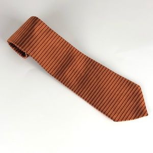 Tommy Hilfiger Mens 100% Silk Orange Striped Tie